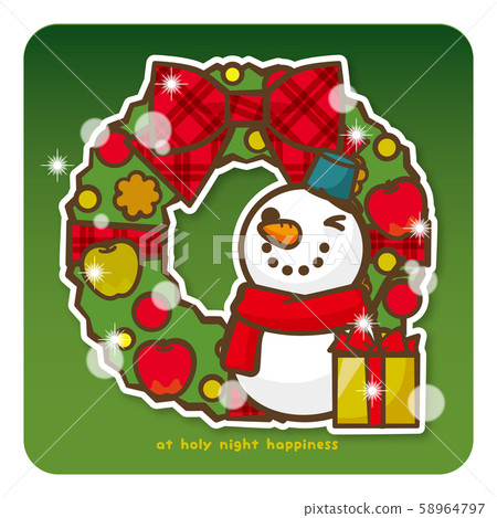 Happy Christmas Snowman and present (green) Happy Christmas Snowman and present (green) 58964797