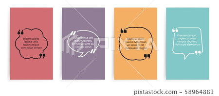 Quote text bubble with commas. Text brackets vector template. Cards speech bubbles for quotation 58964881
