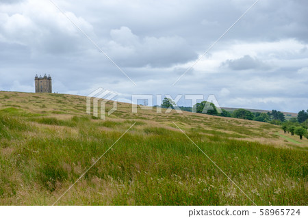 Lyme Park Landscape with the Cage tower in the distance, UK Lyme Park Landscape with the Cage tower in the distance, UK 58965724