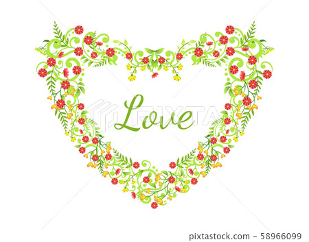 Love Card with Floral Heart made of Beautiful... - Stock Illustration ...