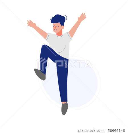 Happy Boy Happily Jumping, Smiling Teen Schoolboy Having Fun Vector Illustration Happy Boy Happily Jumping, Smiling Teen Schoolboy Having Fun Vector Illustration 58966148