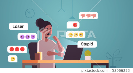 girl being bullied woman using online application reading insulting messages social media harassment girl being bullied woman using online application reading insulting messages social media harassment 58966233