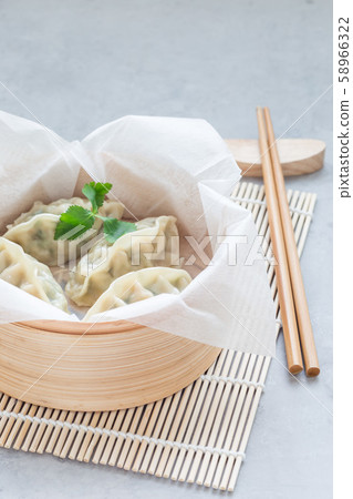Steamed Korean dumplings Mandu with chicken meat 58966322