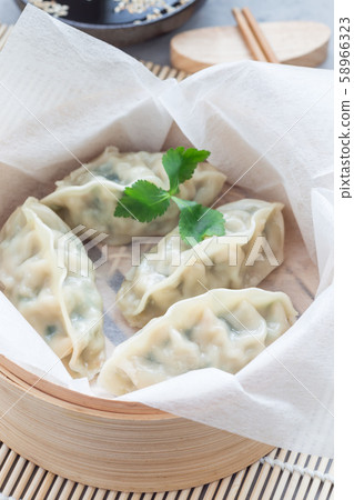 Steamed Korean dumplings Mandu with chicken meat Steamed Korean dumplings Mandu with chicken meat 58966323