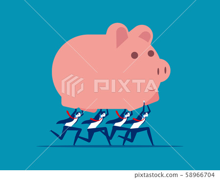 Business team holding piggy bank. Concept business - Stock Illustration ...