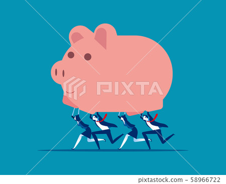 Business team holding piggy bank. Concept business - Stock Illustration ...