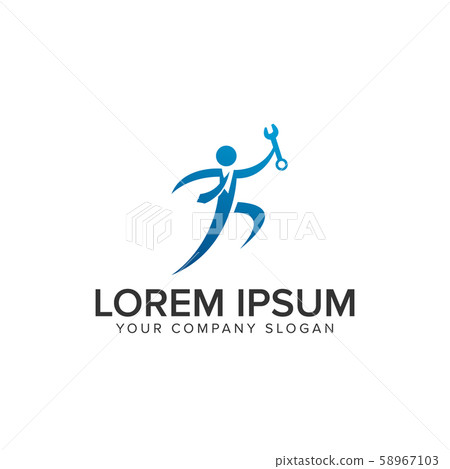 business people with wrench Logo design concept 58967103