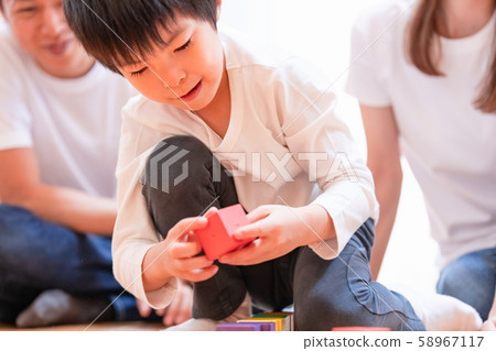 Play with building blocks, kids, boys 58967117
