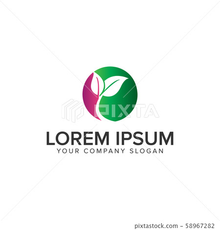 leaf circle Logo design concept template - Stock Illustration [58967282 ...