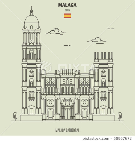 Cathedral of Malaga, Spain. Landmark icon - Stock Illustration ...