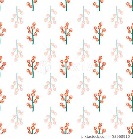 Abstract holly berries Christmas seamless vector pattern. Stylized Rowan berry branches repeating Abstract holly berries Christmas seamless vector pattern. Stylized Rowan berry branches repeating 58968910