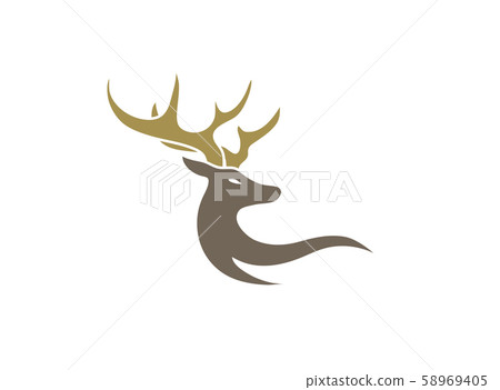 Deer with big horns for logo design illustration on white background 58969405