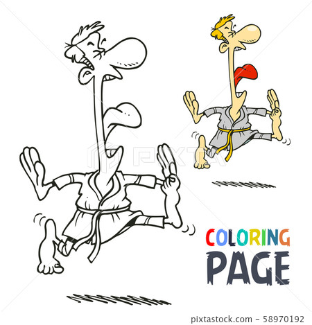karate martial art cartoon people coloring page 58970192