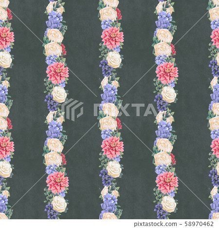 Watercolor floral seamless pattern. Hand painted flowers, greeting card template or wrapping paper 58970462
