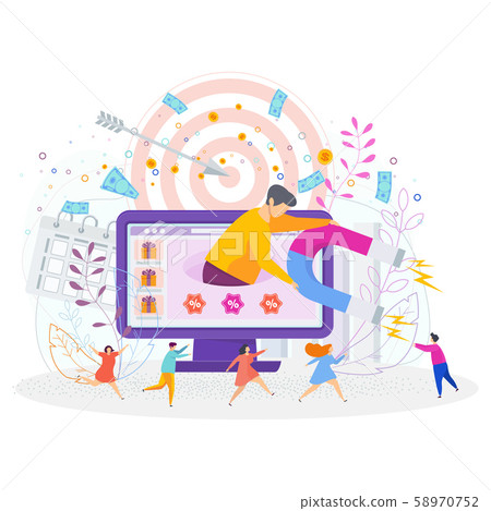 Attracting potential customers. Marketing communications aimed at the target audience. 58970752