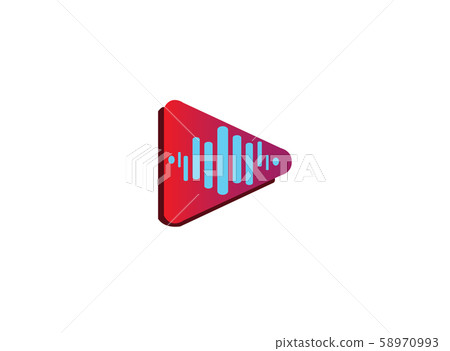 Play icon with sound Frequencies for logo design illustration on white background Play icon with sound Frequencies for logo design illustration on white background 58970993