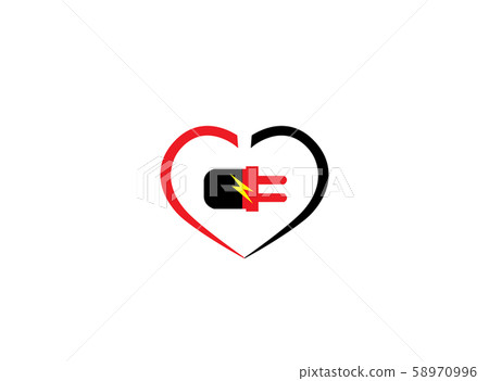 Electric power male and female in the heart for logo design illustration on white background 58970996