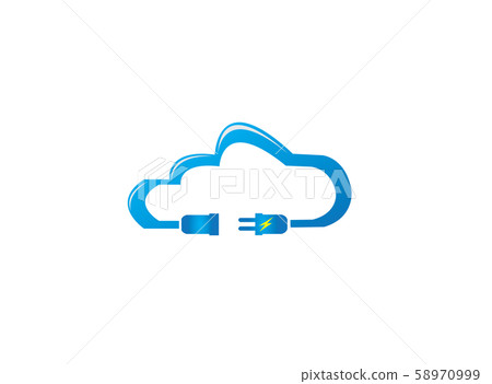 Electric power male and female in the cloud for logo design illustration on white background Electric power male and female in the cloud for logo design illustration on white background 58970999