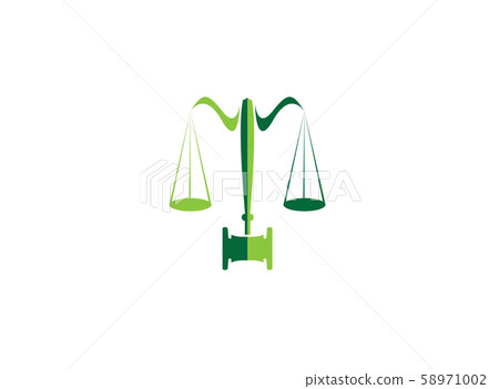 Balance and hammer lawyer or attorney for logo design illustration on white background 58971002