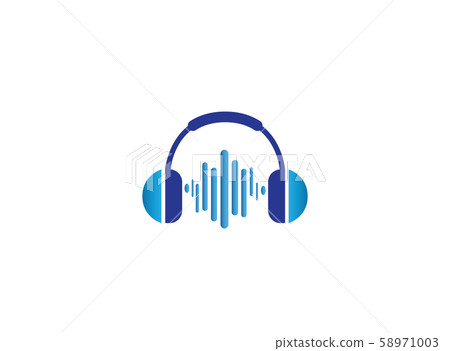 Headphones with music beats, Headset Logo design illustration on white background Headphones with music beats, Headset Logo design illustration on white background 58971003