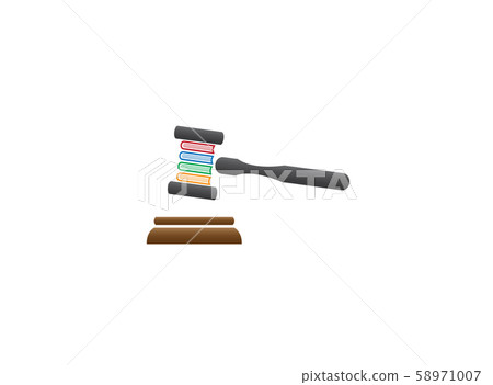 Wooden Judge gavel or auction hammer with book law for logo design illustration on white background Wooden Judge gavel or auction hammer with book law for logo design illustration on white background 58971007