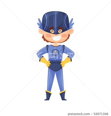 Little Boy In Comic Superhero Lilac Costume And Cap Vector Illustration Cartoon Character Little Boy In Comic Superhero Lilac Costume And Cap Vector Illustration Cartoon Character 58971306