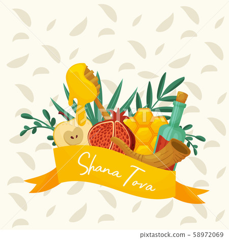 Symbols Of Shana Tova Jewish Holiday New Year Vector Illustration Symbols Of Shana Tova Jewish Holiday New Year Vector Illustration 58972069