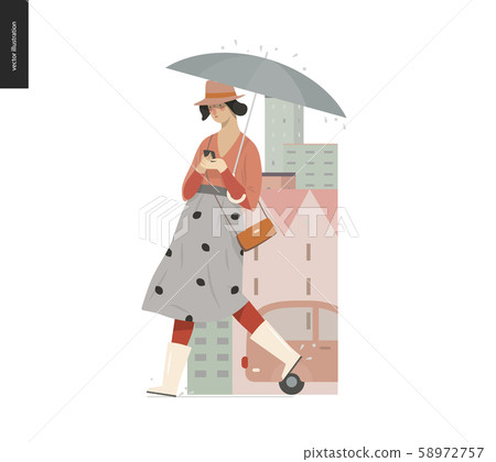 Rain - walking girl Rain - walking girl 58972757