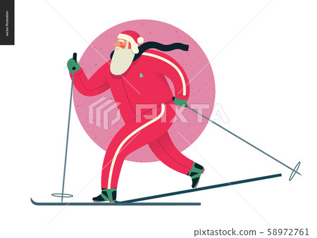 Sporting Santa - winter ski running 58972761