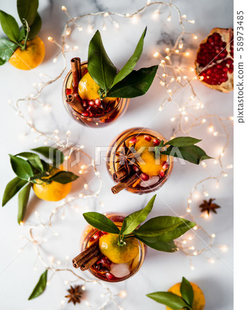 Winter sangria and christmas background, copyspace 58973485