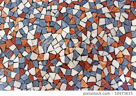 Mosaic flooring of multicolored small stones Mosaic flooring of multicolored small stones 58973635