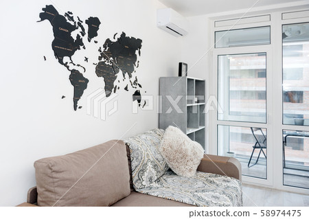 Minimalist modern living room with sofa in light Minimalist modern living room with sofa in light 58974475