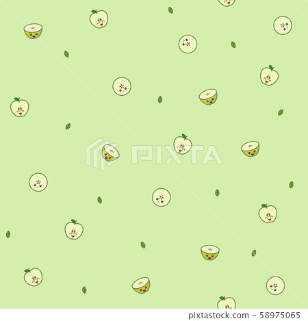 Kawaii green apple pattern at green background - Stock ...