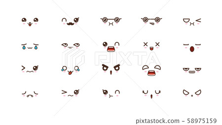 Kawaii cute faces smile emoticons. Japanese emoji 58975159
