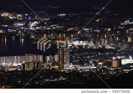 [Shiga] Night view of Otsu city area 58975606