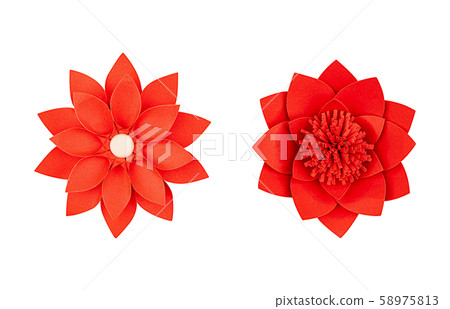 Set red paper flower, top view Set red paper flower, top view 58975813