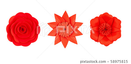Set red paper flower, top view Set red paper flower, top view 58975815