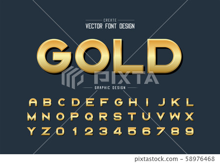 Gold font and alphabet vector, Golden bold Gold font and alphabet vector, Golden bold 58976468