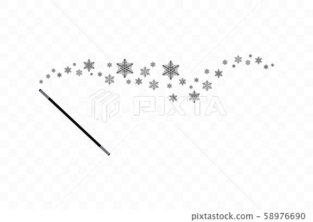 Magic wand with a snowflakes. Trace of black dust. Magic abstract background isolated on on Magic wand with a snowflakes. Trace of black dust. Magic abstract background isolated on on 58976690
