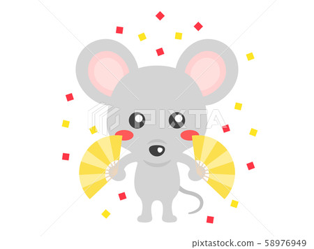 Illustration Of A Mouse With A Fan Stock Illustration 58976949 PIXTA