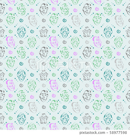 face emotion hand drawn pattern background - Stock Illustration ...