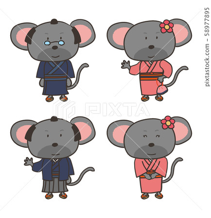Mouse dressed in a kimono Mouse dressed in a kimono 58977895