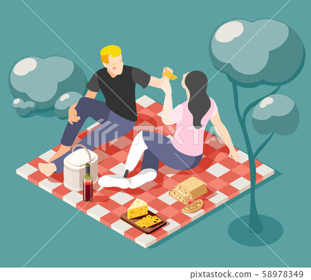 Picnic On Nature Isometric Background - Stock Illustration [58978349 ...