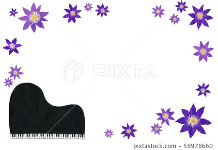 Grand piano and purple flowers 2 58978660