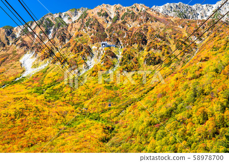 富山縣 黑部平和立山黑部阿爾卑斯山脈的紅葉 照片素材 圖片 圖庫