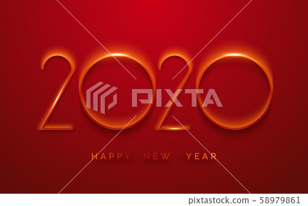 Happy New Year 2020 minimalist greeting card.... - Stock Illustration ...