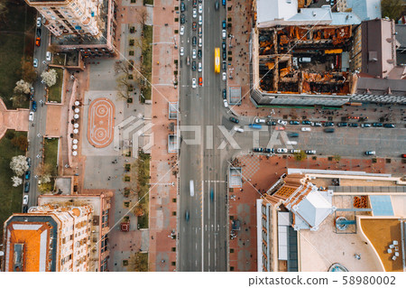 Street of the big city from a bird's eye view Street of the big city from a bird's eye view 58980002