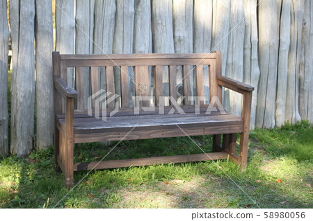 Wooden bench at Akita Castle Ruins Park Wooden bench at Akita Castle Ruins Park 58980056
