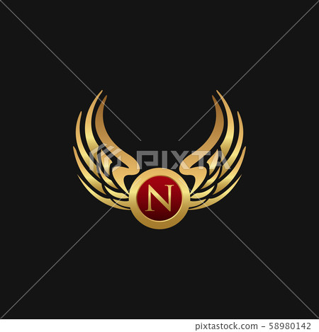Luxury Letter N Emblem Wings logo design concept Luxury Letter N Emblem Wings logo design concept 58980142