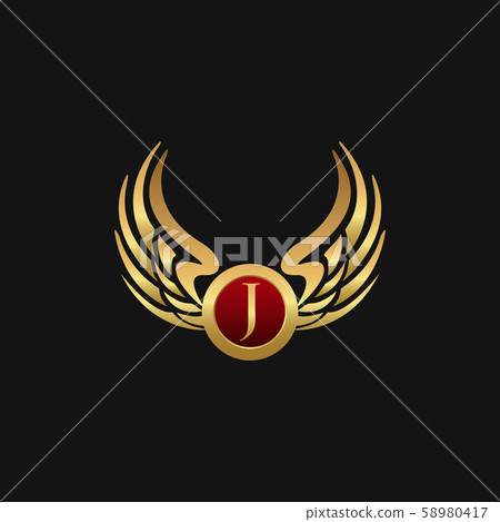 Luxury Letter J Emblem Wings logo design concept Luxury Letter J Emblem Wings logo design concept 58980417